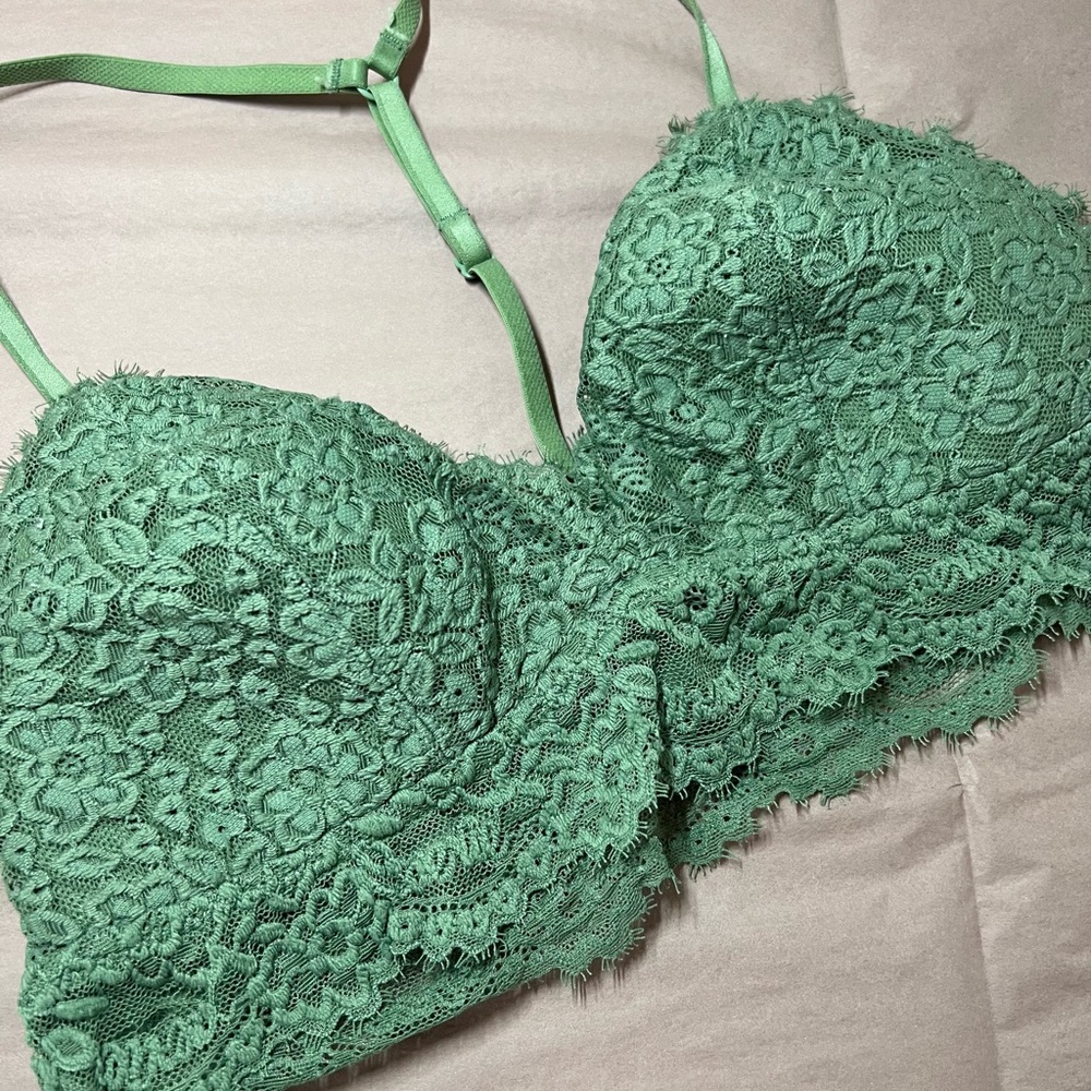 Aerie Padded Lace Bralette / Green / M